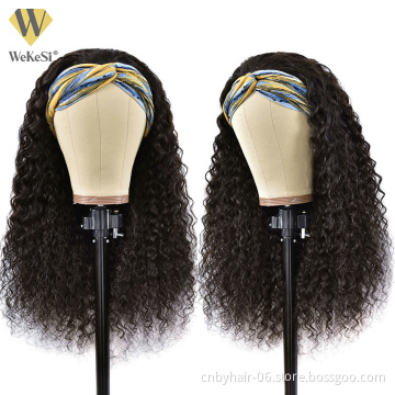 Virgin Cuticle Aligned Hair Headband Wigs For Black Women Natural Head band Wig Brazilian Water Wave Headband Wigs Human Hair